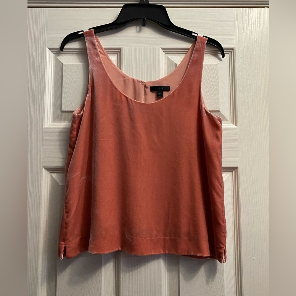 J. Crew Women’s Velvet Tank Top Silk Blend Coral/Peach Sz XS